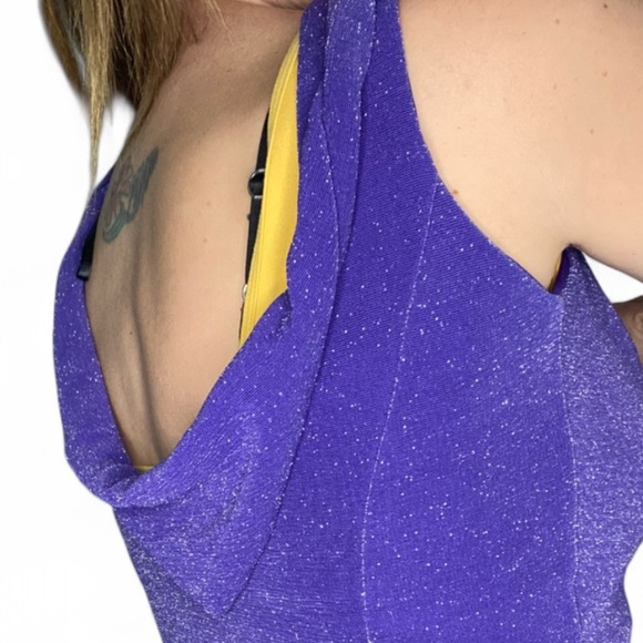 Vintage Scott McClintock Purple Glitter Evening Gown Dress Size 8P Formal Prom - Picture 5 of 6